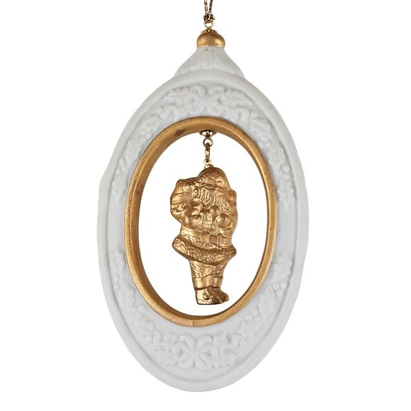 The Golden Treasures of Christmas Porcelain Ornaments Set of 2 Santa Claus Nutcr - Picture 8 of 10